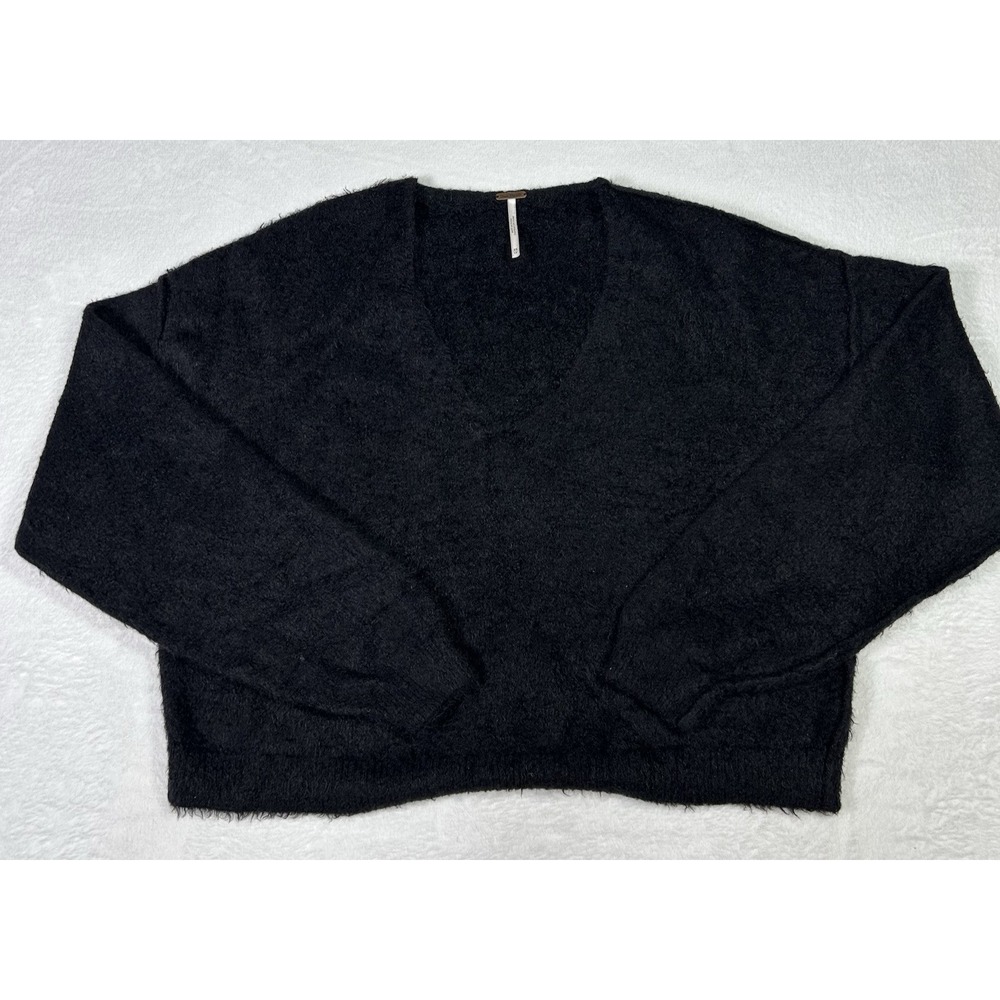 FREE PEOPLE Sweater Womens Size XS Black Cropped Cozy Soft‎ Stretchy
